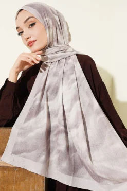 Batik Marbled Bamboo Crinkle Shawl Beige