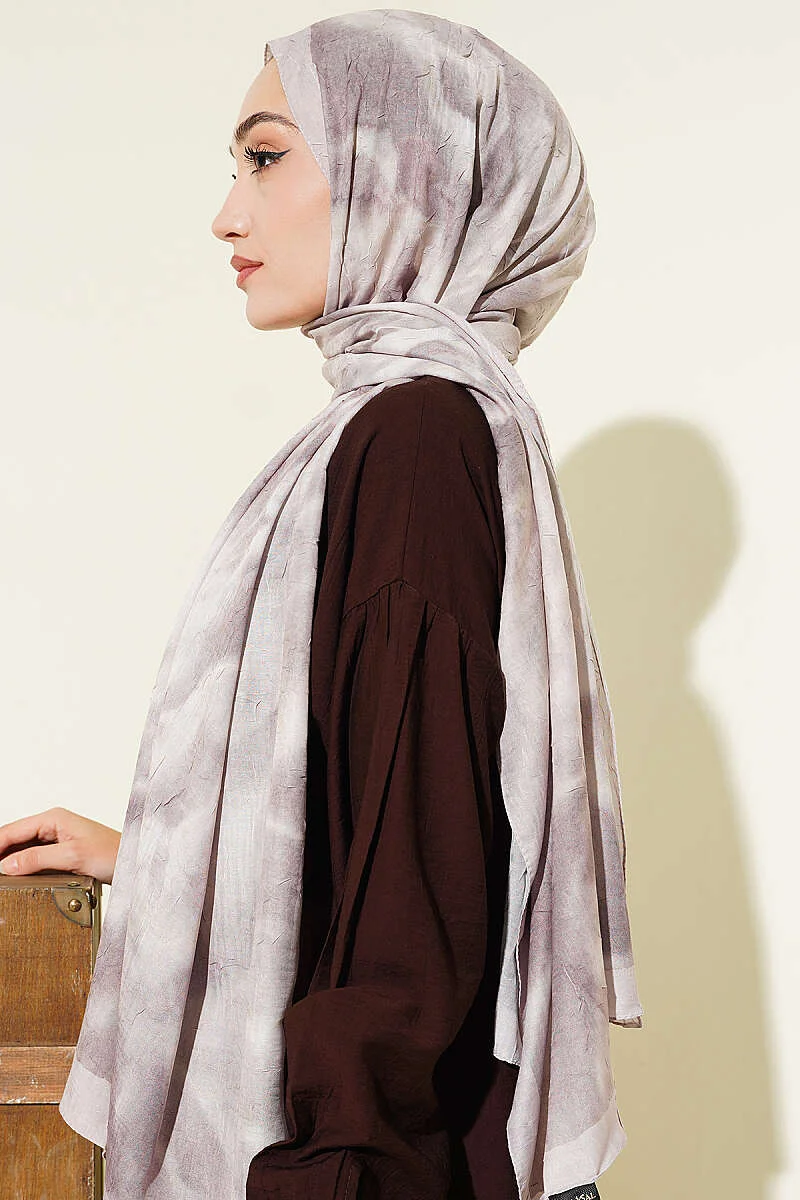 Batik Marbled Bamboo Crinkle Shawl Beige - Image 3