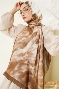 Batik Marbled Bamboo Crinkle Shawl Khaki