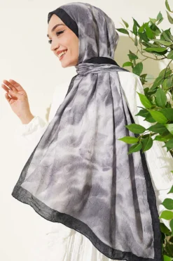 Alternative view of Batik Marbled Bamboo Crinkle Shawl Black