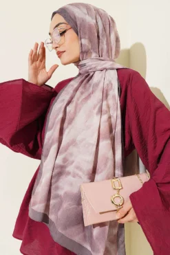 Batik Marbled Bamboo Crinkle Shawl Mink
