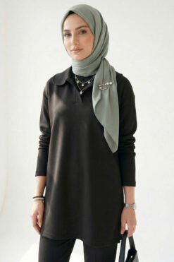 Collar Detail Tunic Black