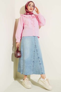 Alternative Ansicht von Collar Detail Ribbon Shirt Pink