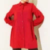 Gathered Waist Pleated Shirt Red
