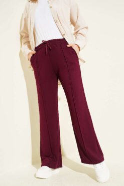 Belted Wide-Leg Trousers Plum