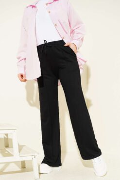 Belted Wide-Leg Trousers Black