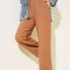 Belted Tassel Hem Trousers Mink