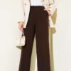 High-Waisted Wide Leg Trousers Brown