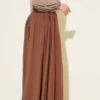 Belted Pleated Flared Skirt Brown - Afbeelding 3