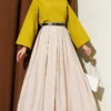 Belted Pleated Flared Skirt Stone - immagine 2