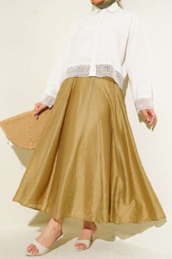 Belted Flared Tulle Skirt