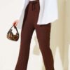 Belted Embossed Pants Brown