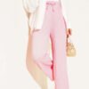 Belted Embossed Pants Pink