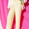 Belted Embossed Pants Yellow