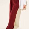 Belt Buckle Palazzo Pants Burgundy