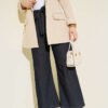 Belted Elastic Pants Navy Blue