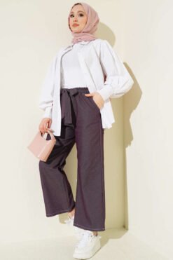 Vue alternative de Belted Elastic Pants Plum