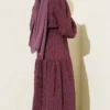 Elastic Waist Balloon Sleeve Pleated Dress Plum – Image 3