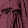 Elastic Waist Balloon Sleeve Pleated Dress Plum – Image 4