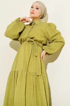 Alternative Ansicht von Elastic Waist Balloon Sleeve Pleated Dress