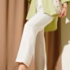 Elastic Waist Loose Linen Pants Beige