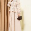 Gathered Skirt Two-Piece Set Stone