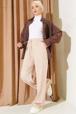 Vue alternative de Elastic Waist Pocket Tencel Pants Beige