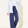 Elastic Waist Pocket Tencel Pants Navy Blue - Imagen 2