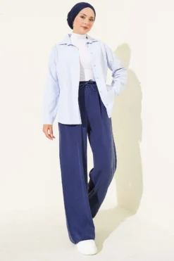 Vue alternative de Elastic Waist Pocket Tencel Pants Navy Blue