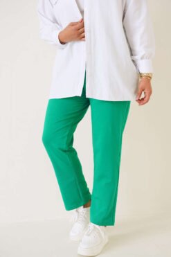 Vista alternativa de Elastic Waist Two-Piece Plus Size Trousers Green