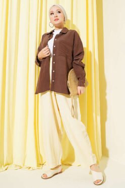 Vista alternativa di Elastic Waist Linen Balloon Pants Yellow