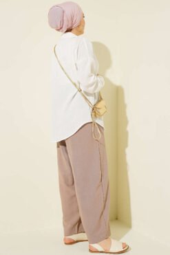 Vista alternativa di Elastic Waist Linen Balloon Pants Mink