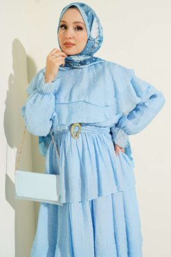 Vue alternative de Belted Tiered Dress Blue