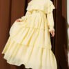 Belted Tiered Dress Yellow