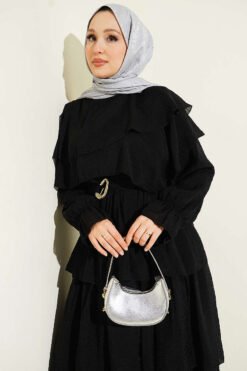 Vue alternative de Belted Tiered Dress Black