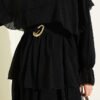 ⁦Belted Tiered Dress Black⁩ - الصورة ⁦4⁩