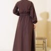 Belted Metal Button Dress Brown - Afbeelding 3