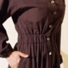 Belted Metal Button Dress Brown - Afbeelding 4