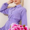Belted Metal Button Dress Lilac – Image 2