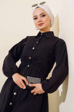 Vue alternative de Belted Metal Button Dress Black
