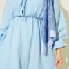 Elastic Waist V-Neck Muslin Dress Baby Blue – Bild 4