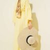 Elastic Waist V-Neck Muslin Dress Yellow – Bild 3