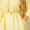 Elastic Waist V-Neck Muslin Dress Yellow – Bild 4