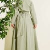 Belted Half Gold Button Dress Mint – Bild 3