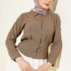 High-Waisted Short Shirt Brown