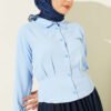 High-Waisted Short Shirt Blue