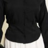 ⁦High-Waisted Short Shirt Black⁩ - الصورة ⁦4⁩