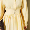 Belted Half Hidden Button Dress Yellow - Imagen 4
