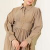 Belted Half Hidden Button Dress Mink - immagine 2
