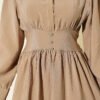 Belted Half Hidden Button Dress Mink - immagine 4